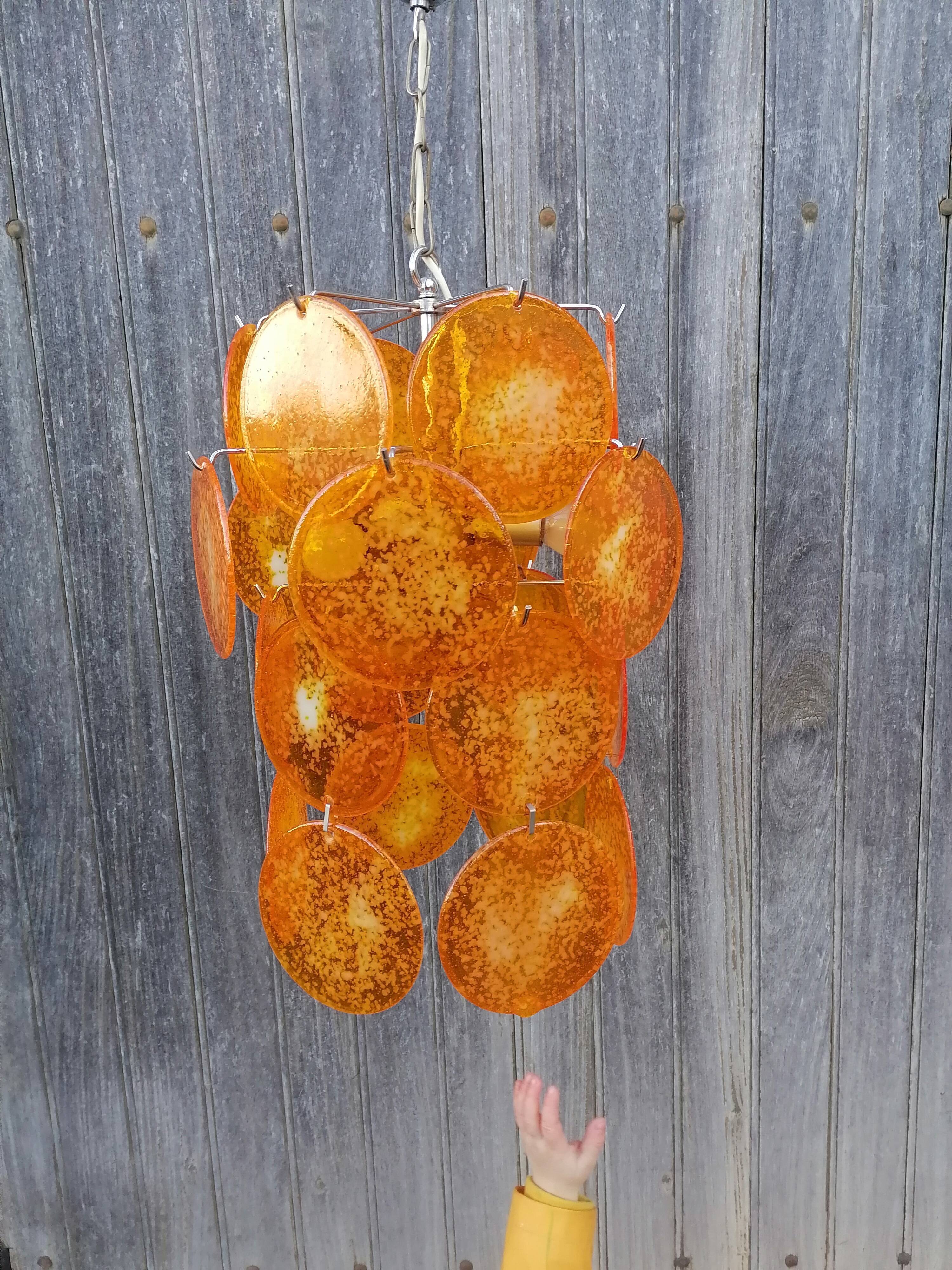 Vintage chandelier orange badge italy 1970