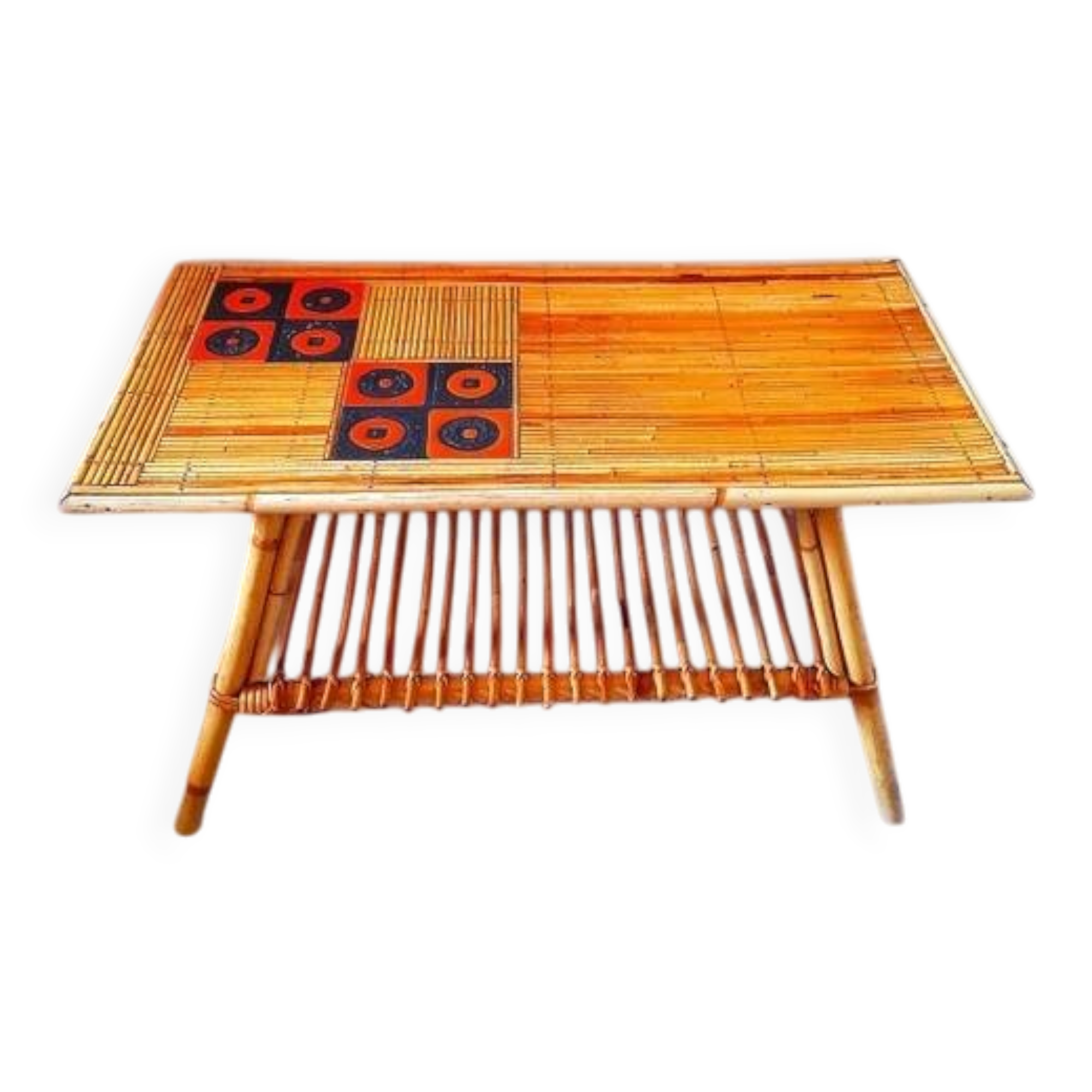 Audoux Minet / Capron 1950 rattan coffee table