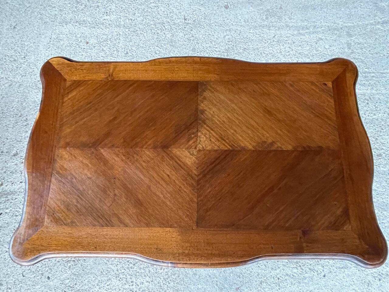 Folding side table in turned wood and marquetry circa 30's/40's