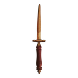 Sword-shaped letter opener paper cutter with turned wooden handle