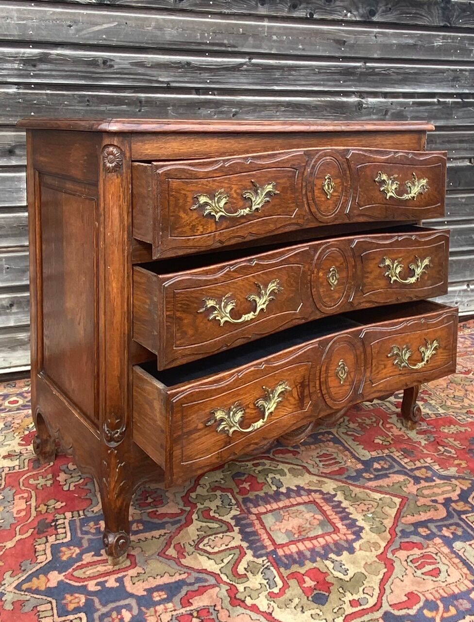 Louis XV style chest of drawers in natural wood nineteenth century