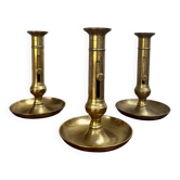 Set of 3 brass candle holders