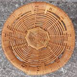 Low wicker and rattan stools, 1970s. (Set of 3)