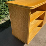 Vintage wooden and cane sideboard from the 70s
