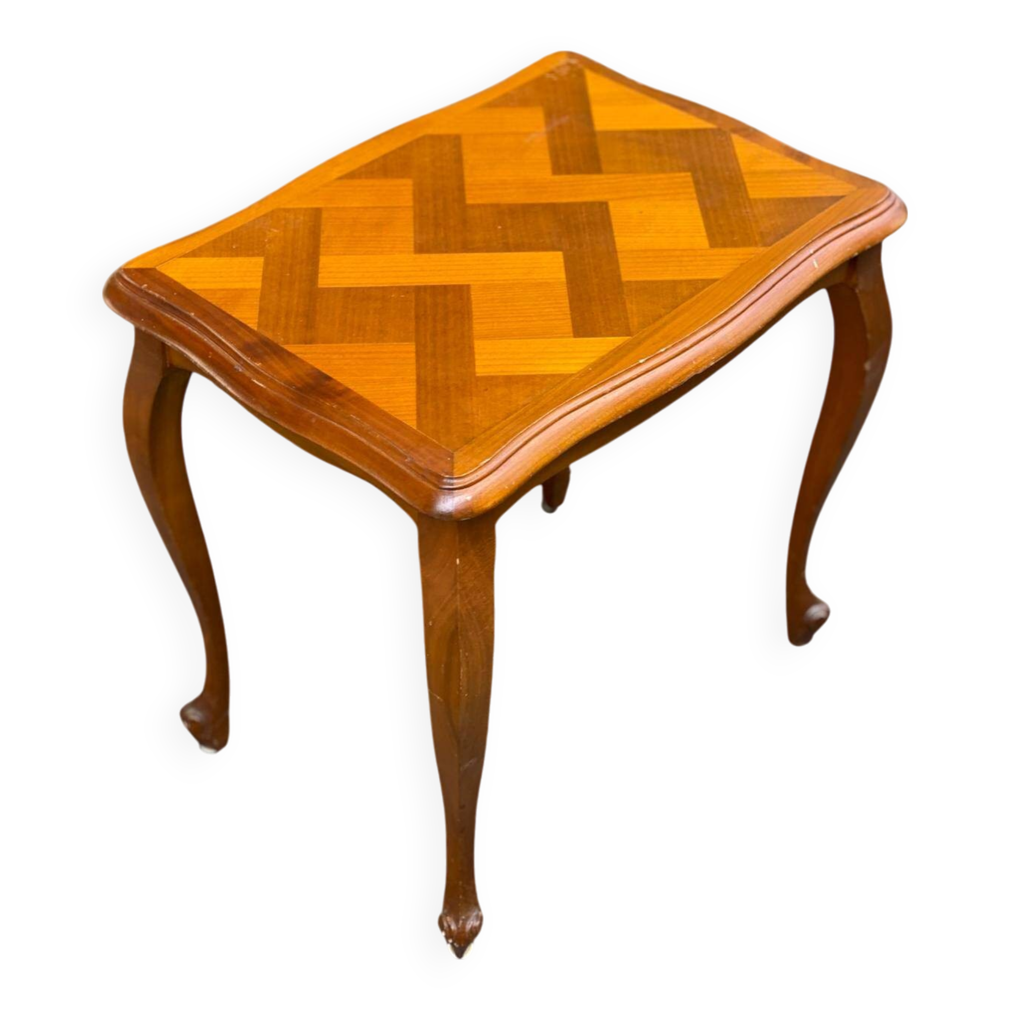 Louis XV coffee table in solid wood and marquetry