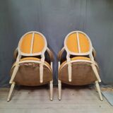 Pair of Louis XVI style medallion armchairs