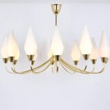 Classic glass chandelier, in the Stilnovo style, 1950s.