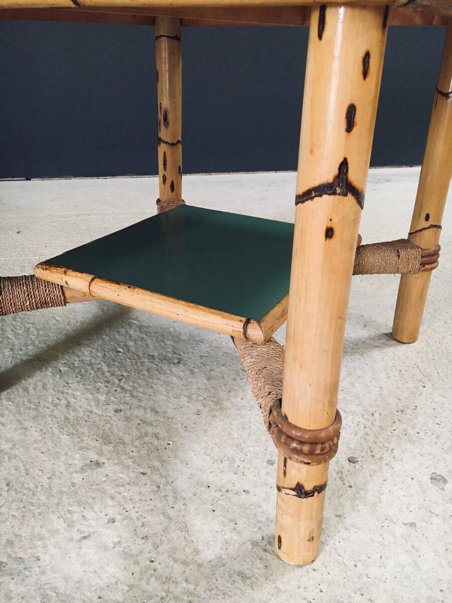 Mediterranean Bamboo Side Table in the style of Audoux Minet, France, 1950s