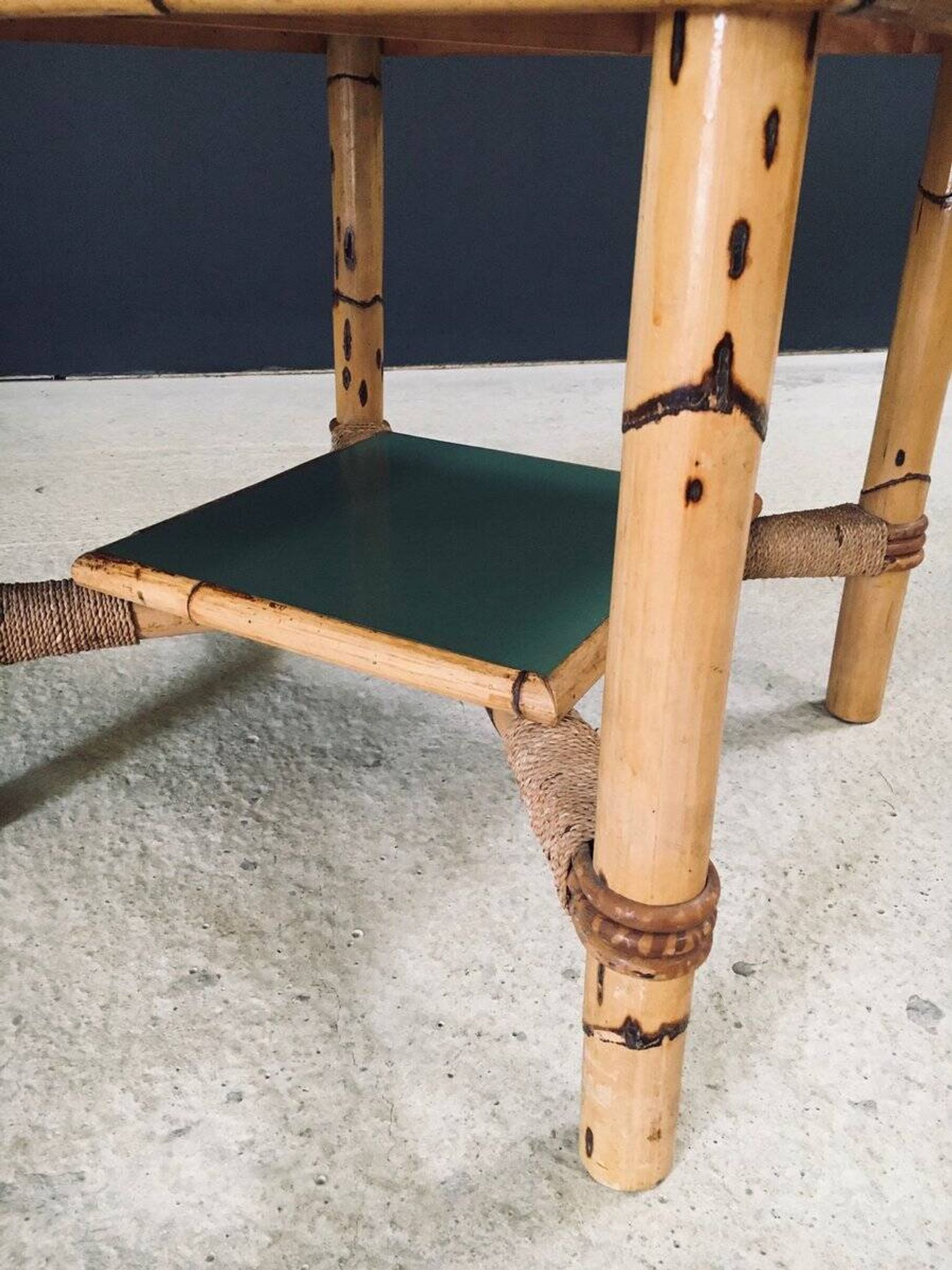 Mediterranean Bamboo Side Table in the style of Audoux Minet, France, 1950s