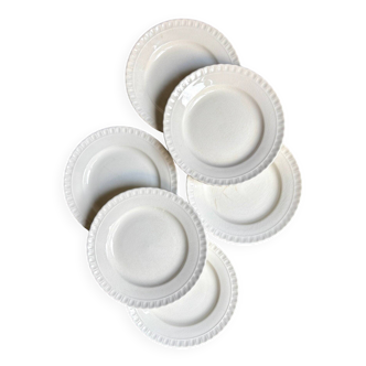 6 white earthenware dessert plates