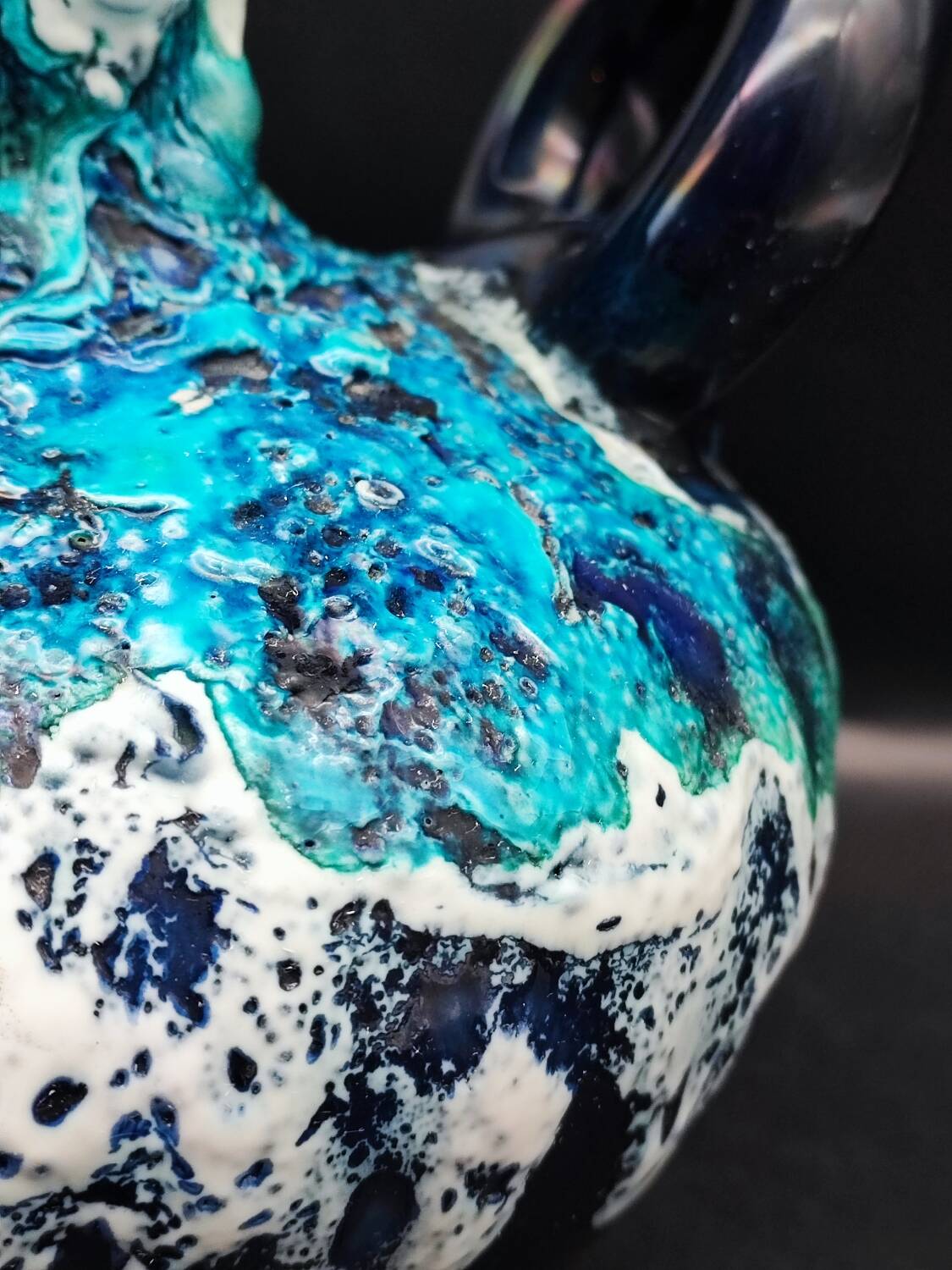 Vallauris vintage iridescent blue fat lava vase?