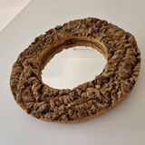 Miroir rond en liège vintage années 70