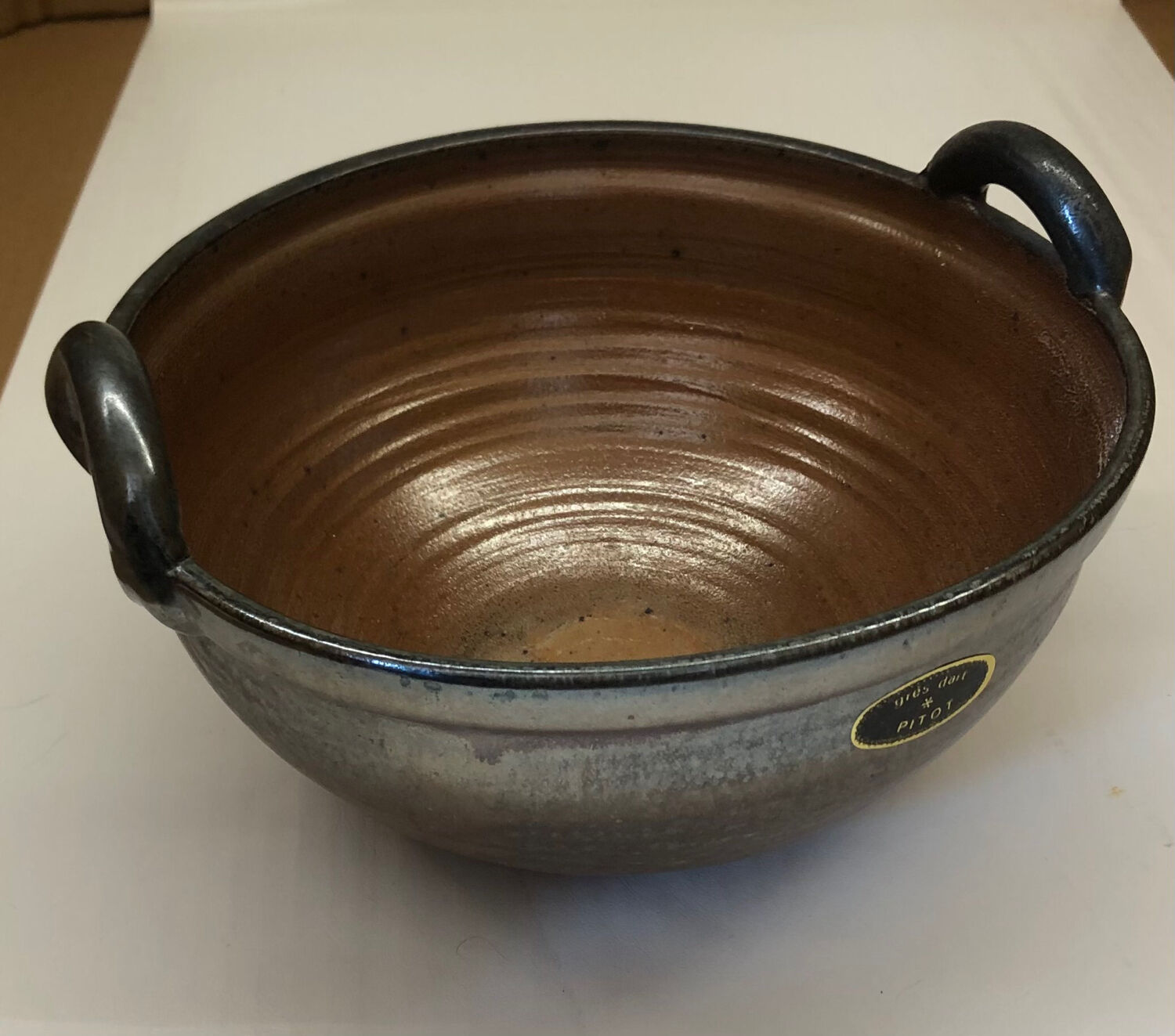 Belgian stoneware dish signed