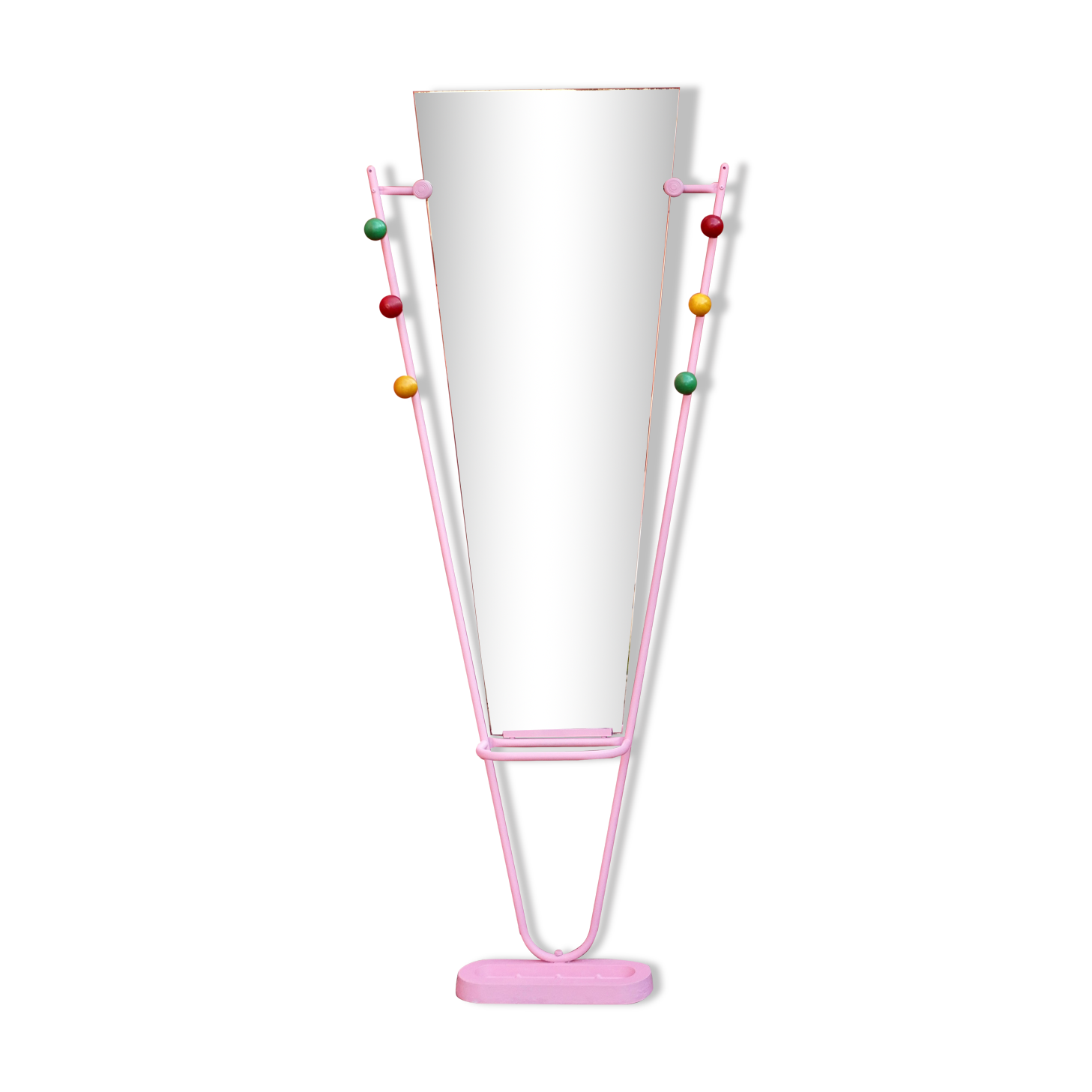 Standing coat rack with mirror, colored balls