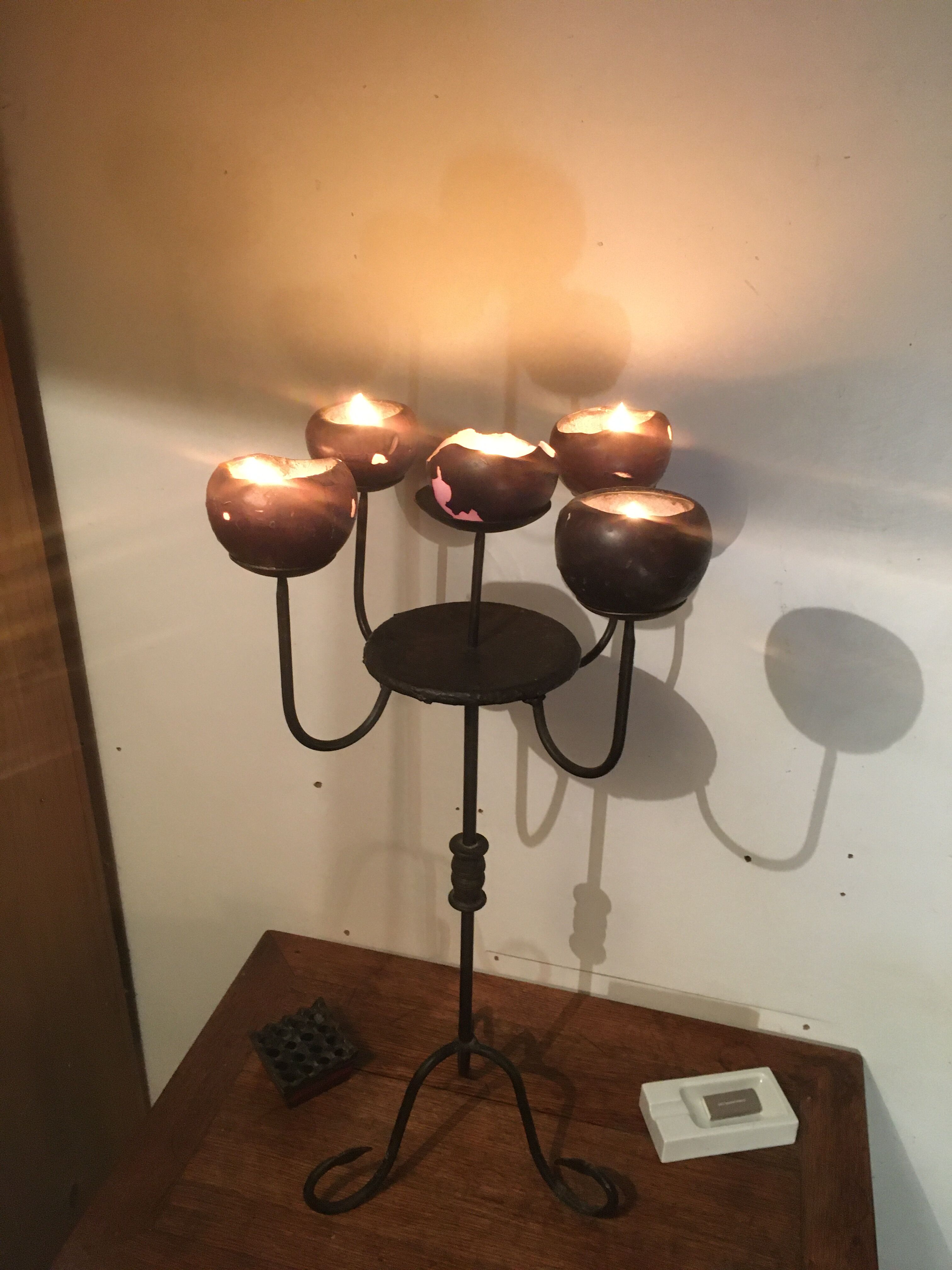 Chandelier 5 candles in wrought iron