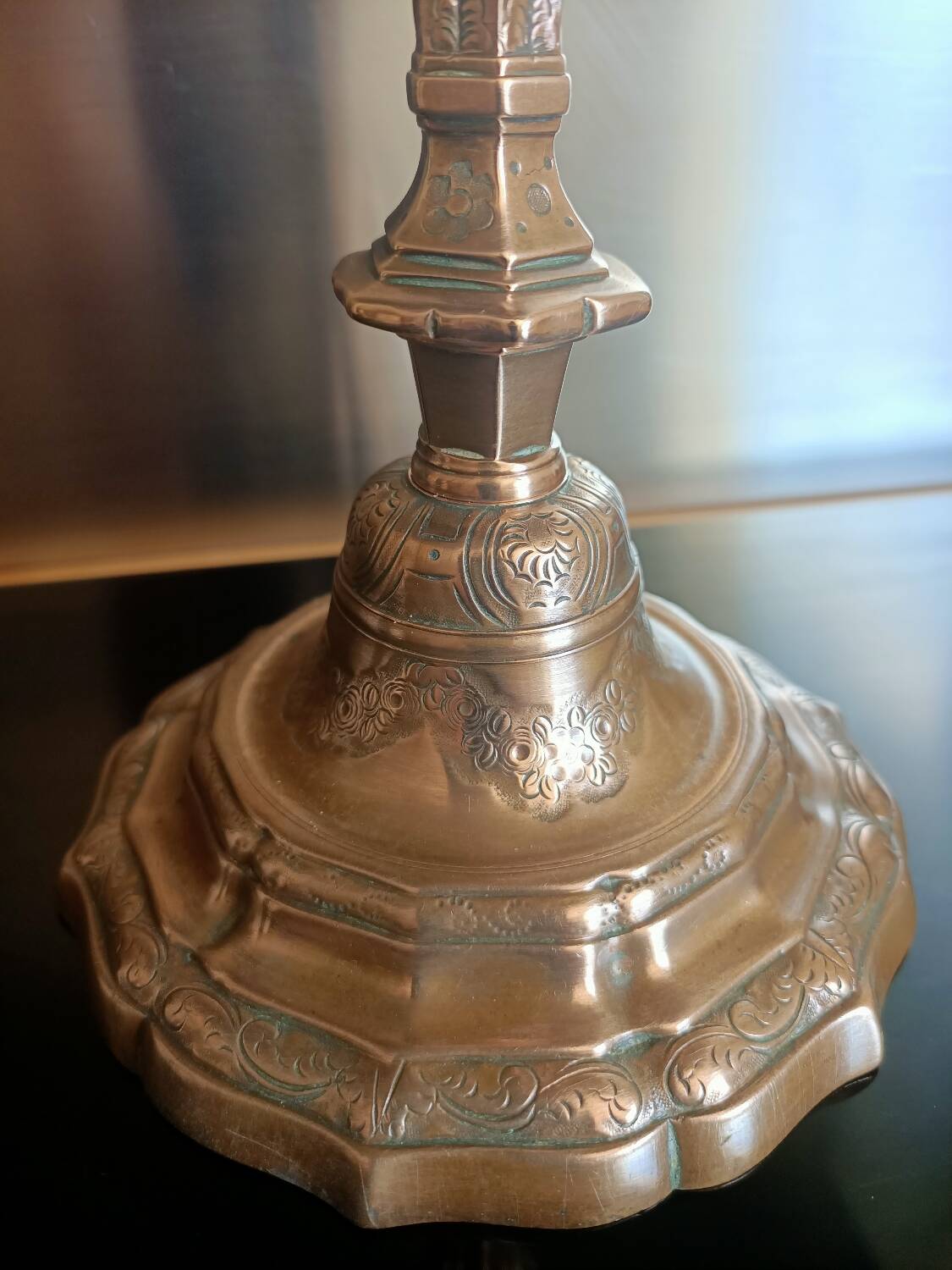 18th century chiseled bronze candlestick