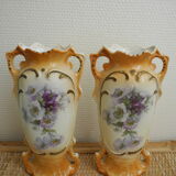 Paire vases anciens déco shabby chic