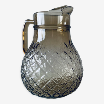 Brown glass pineapple pitcher