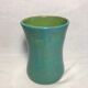 Old green blue decoration ceramic vase signed vintage