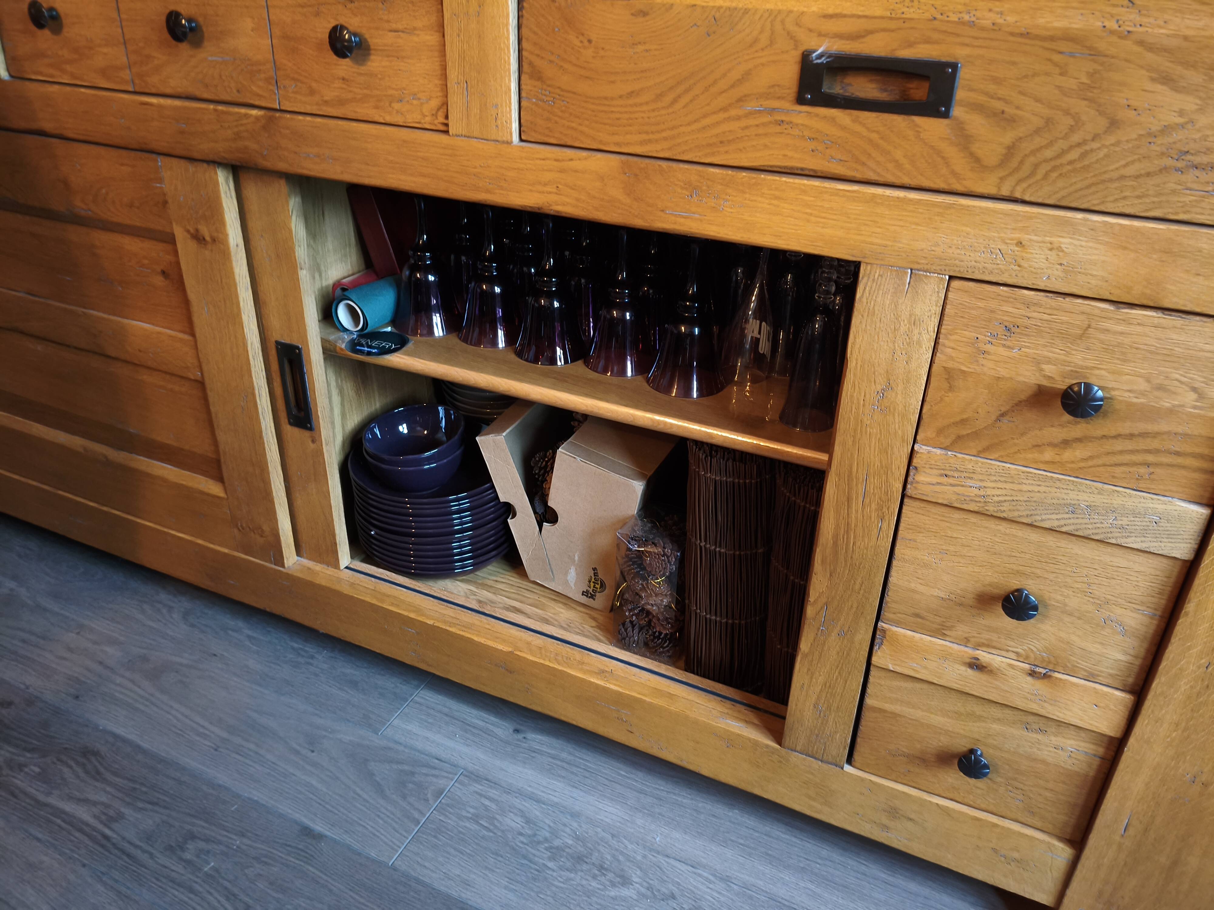 Solid oak sideboard, ideal for farmhouses or country homes, thick wood
