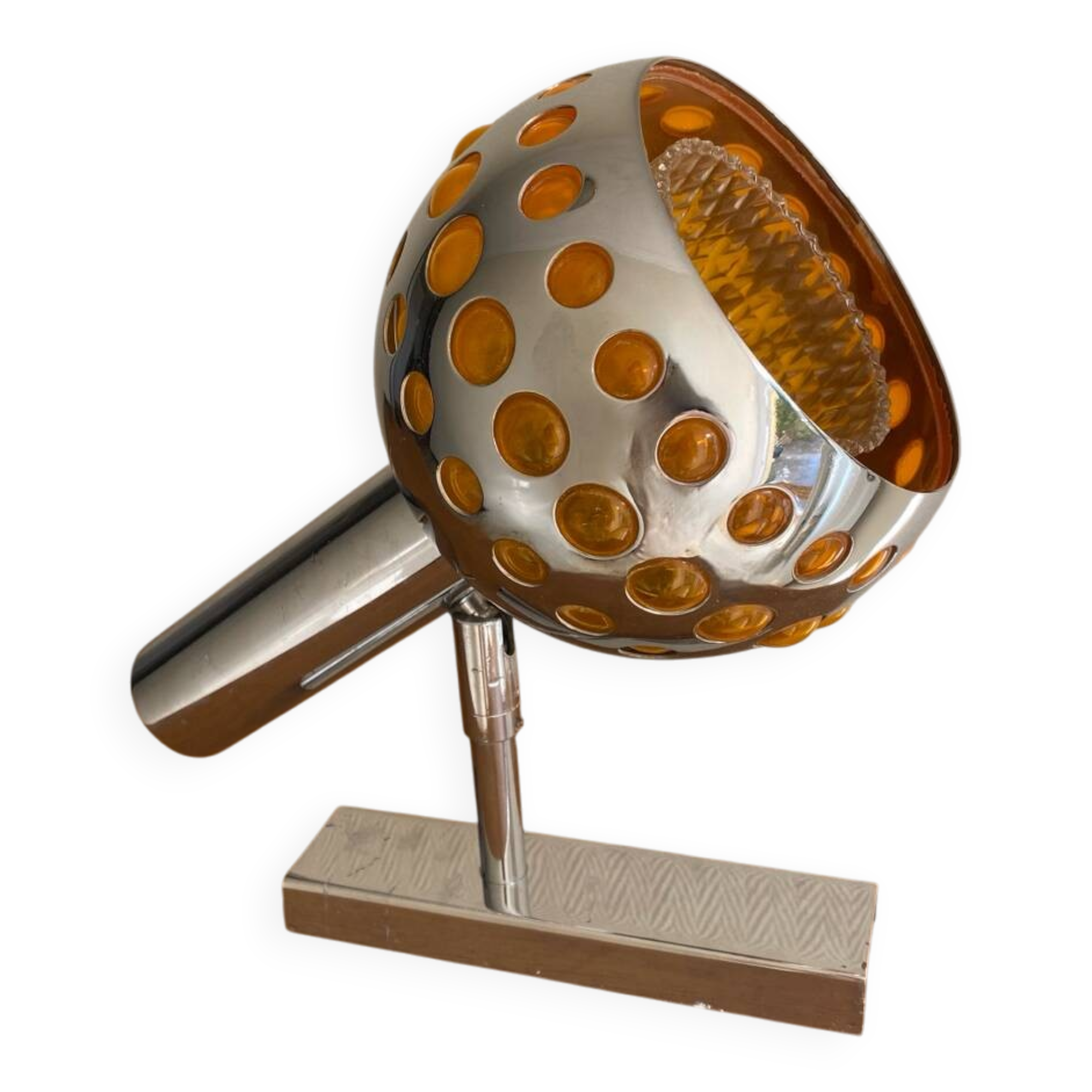 Space age wall lamp, chrome metal, 70s