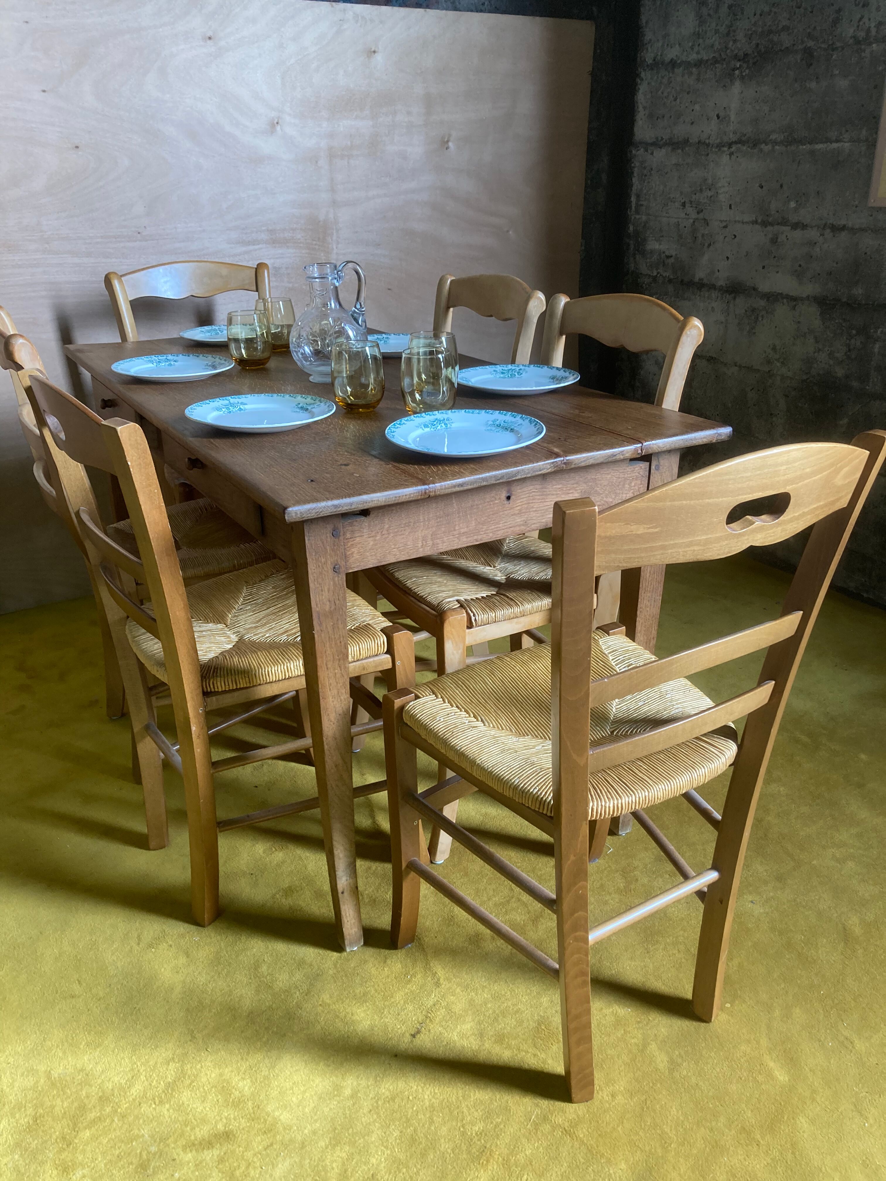 Real oak farmhouse table from the late 1800s.
