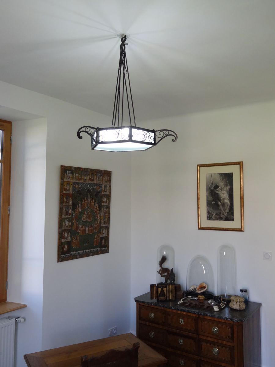 Lustre art déco en fer forgé