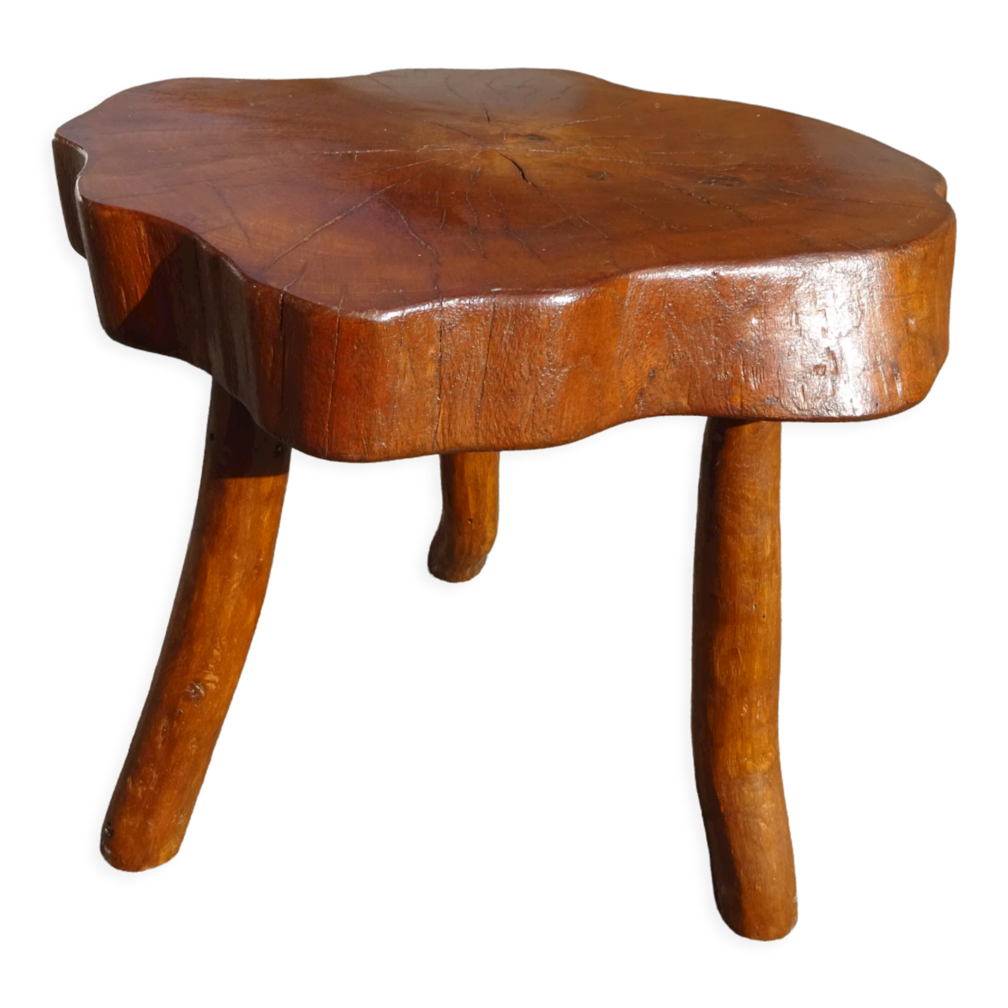 Brutalist style coffee table in vintage solid wood