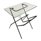 Side table / pedestal table magazine holder. 50's vintage design