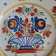 Old flat plate faience henriot quimper basket of flowers decor