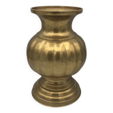 Vintage ball shape vase with godron in brass