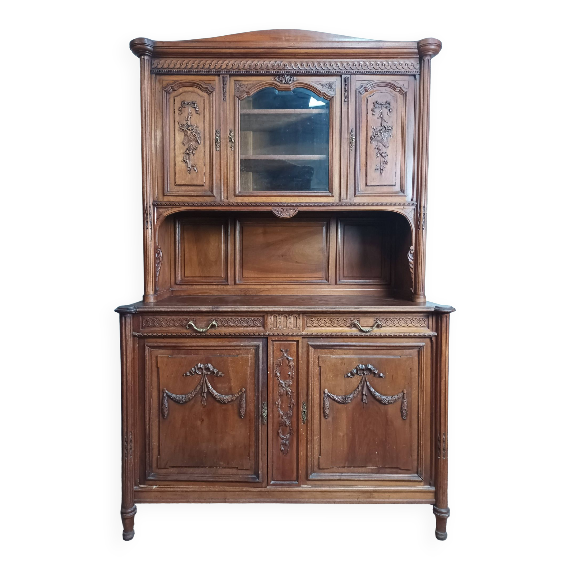 Louis XVI two-body sideboard stamped in walnut