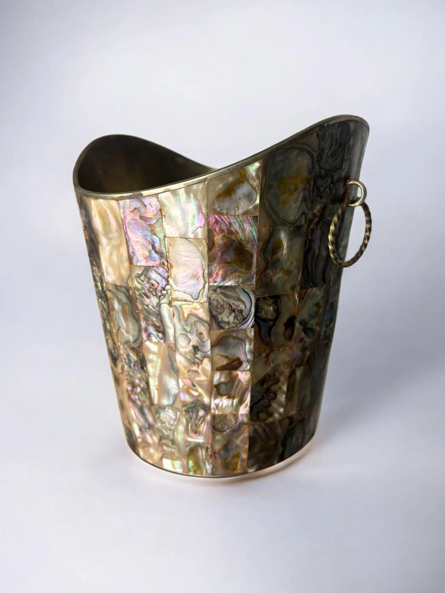 Abalone shell & alpaca ice bucket, Mexico, 1970s