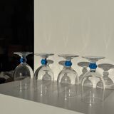 Lot de 4 verres à eau à pied boule bleue