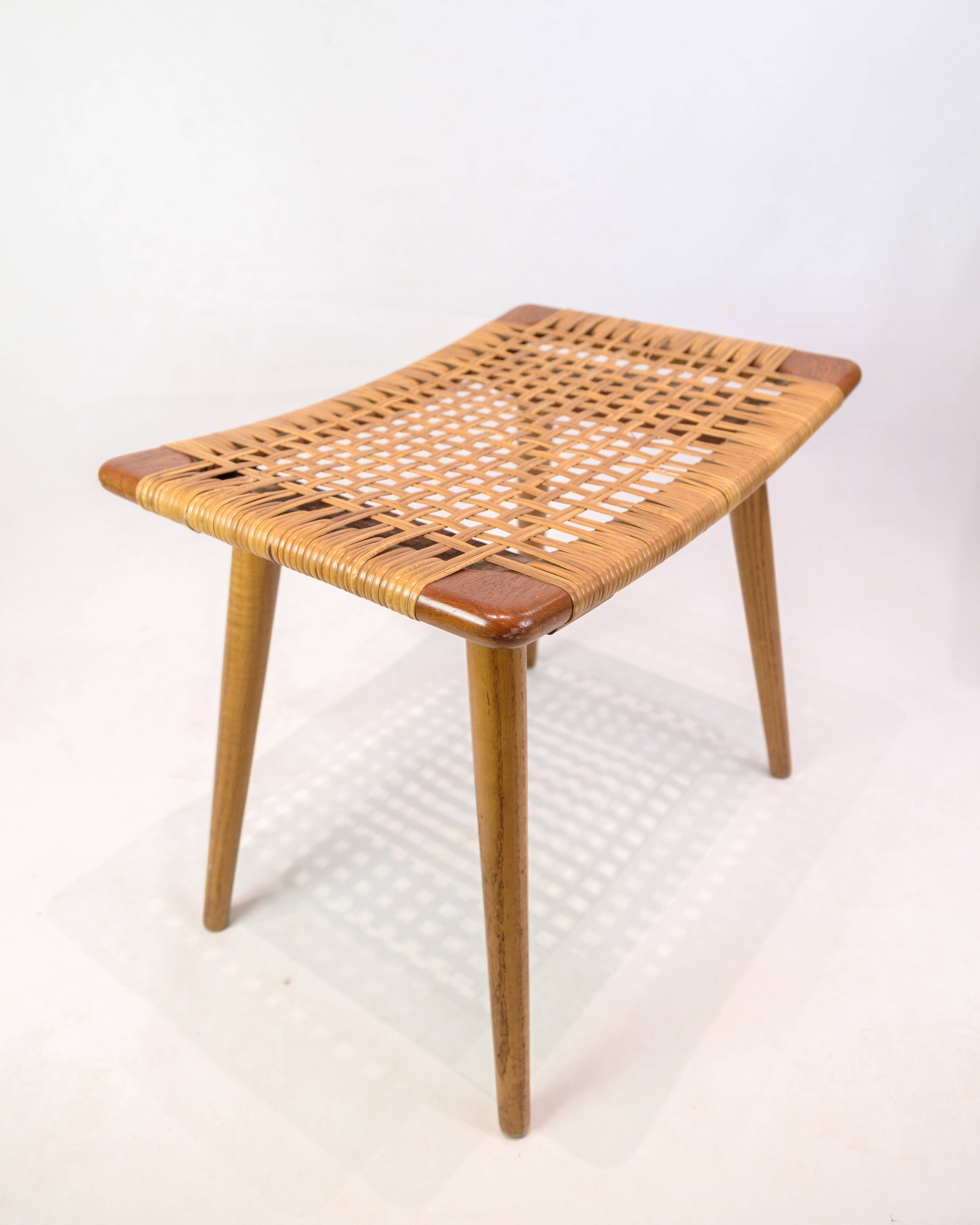 Stool - Teak - Cane weave - Danish design - 1960s.