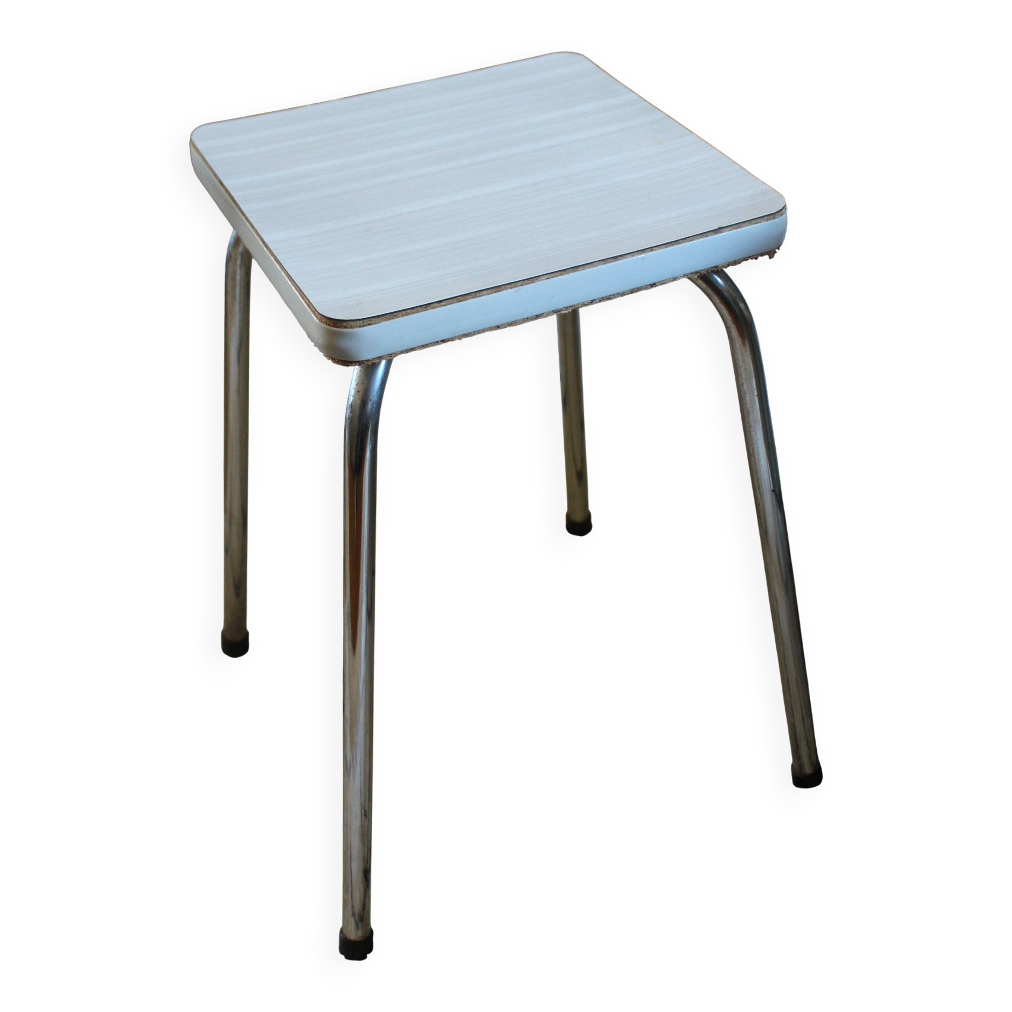 Tabouret formica blanc gris vintage