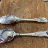 8 tablespoons in silver metal including a monogram christofle art deco