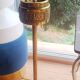 Vintage 1950s carved copper ashtray on stand. Handmade. Sublime