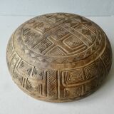 Large carved wooden basket from the Marquesas Islands, folk art