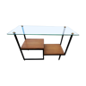 Coffee table glass, wood and metal
