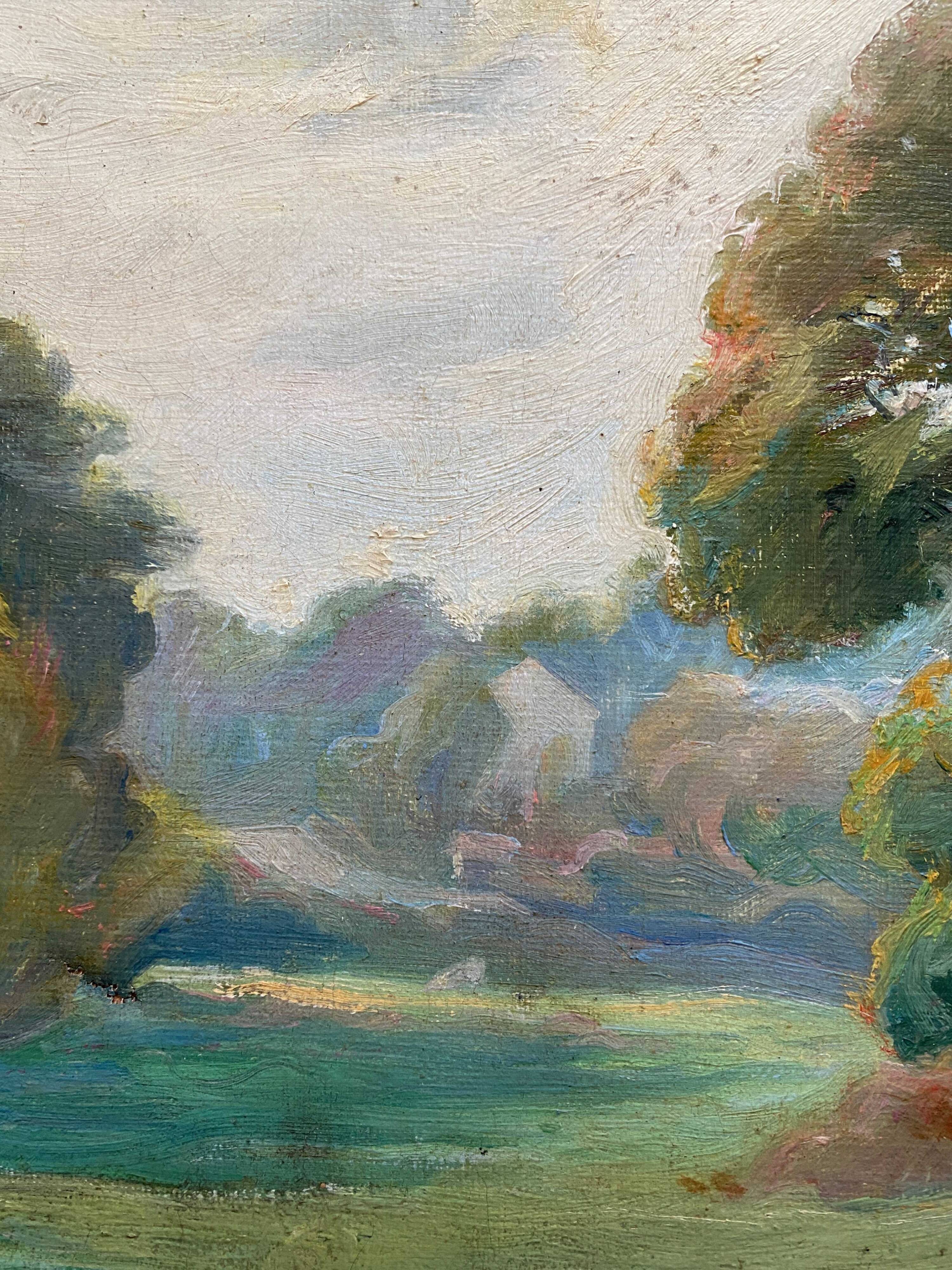 Painting dated 1916 "Coin de la Nièvre" by Louis Morel (1871-1954) + frame