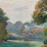 Painting dated 1916 "Coin de la Nièvre" by Louis Morel (1871-1954) + frame