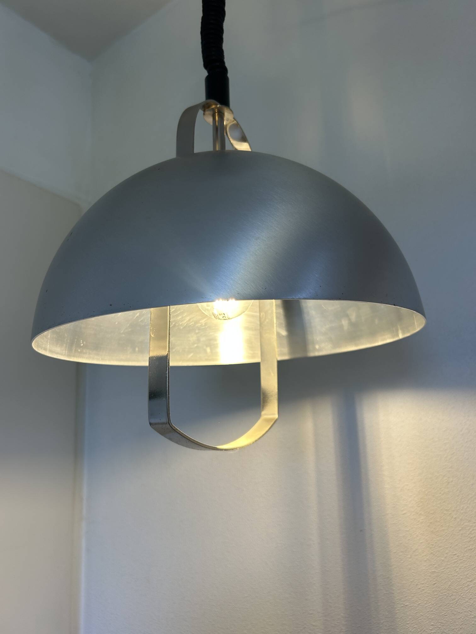 brushed metal chandelier up and down 1970