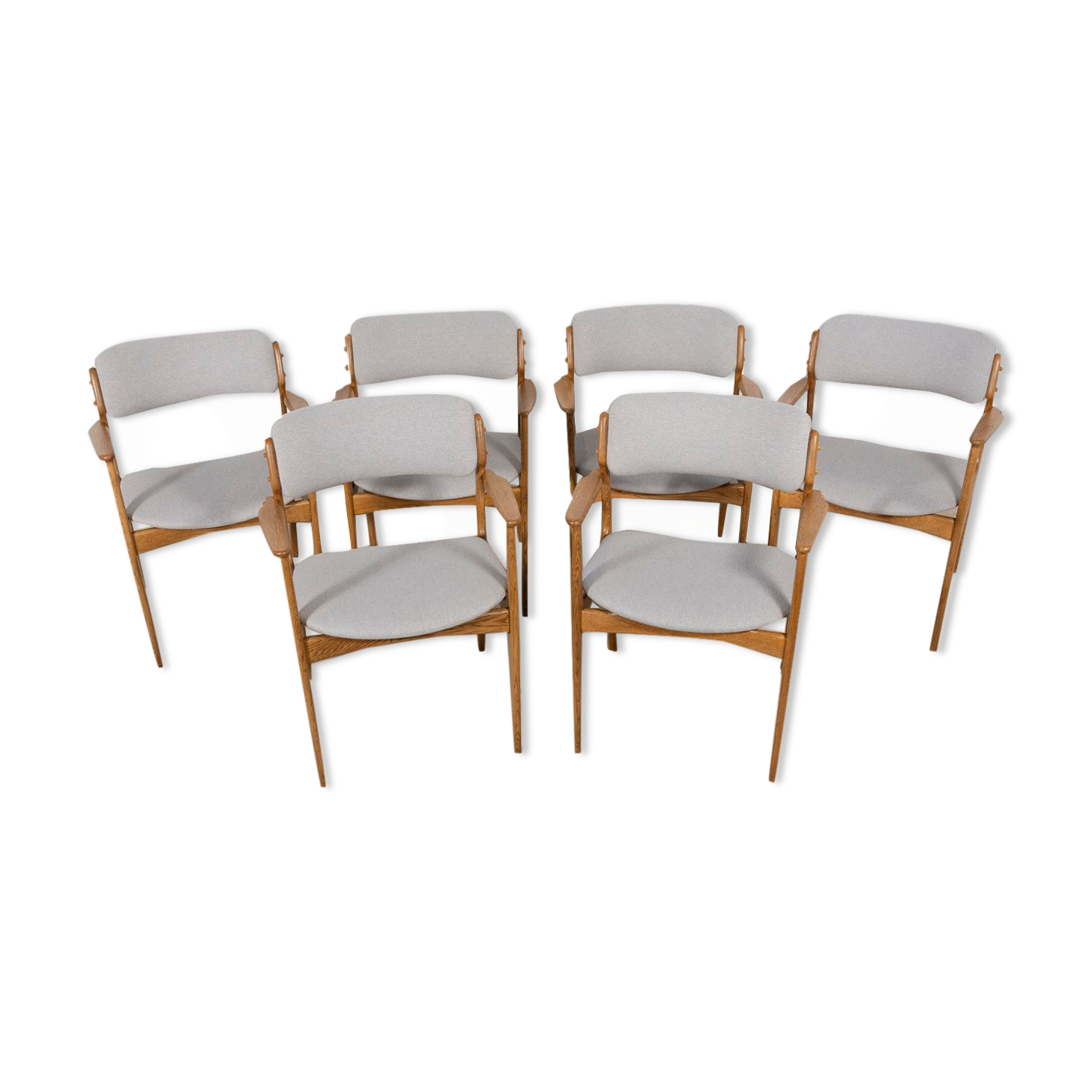 Oak Model 49 Dining Chairs by Erik Buch for Odense Maskinsnedkeri / O.D. Møbler, 1960s, Set of 6