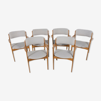 Oak Model 49 Dining Chairs by Erik Buch for Odense Maskinsnedkeri / O.D. Møbler, 1960s, Set of 6