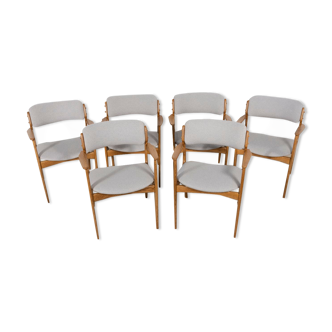 Oak Model 49 Dining Chairs by Erik Buch for Odense Maskinsnedkeri / O.D. Møbler, 1960s, Set of 6