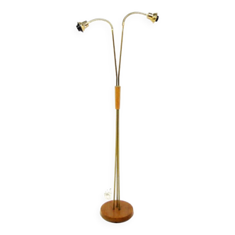 Scandinavian floor lamp in teak and metal, Sweden, 1950