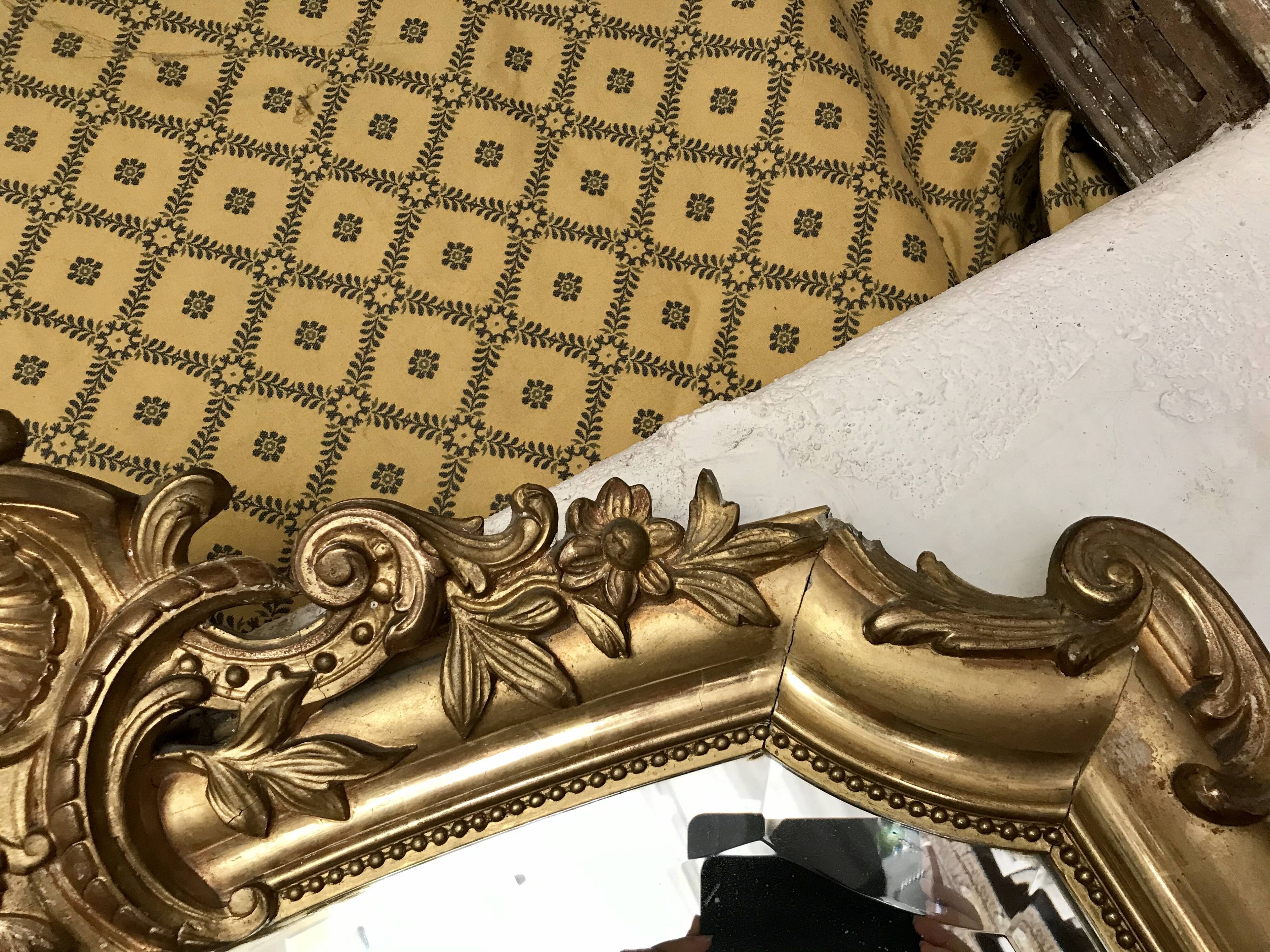 Large golden antique mirror 95x190cm
