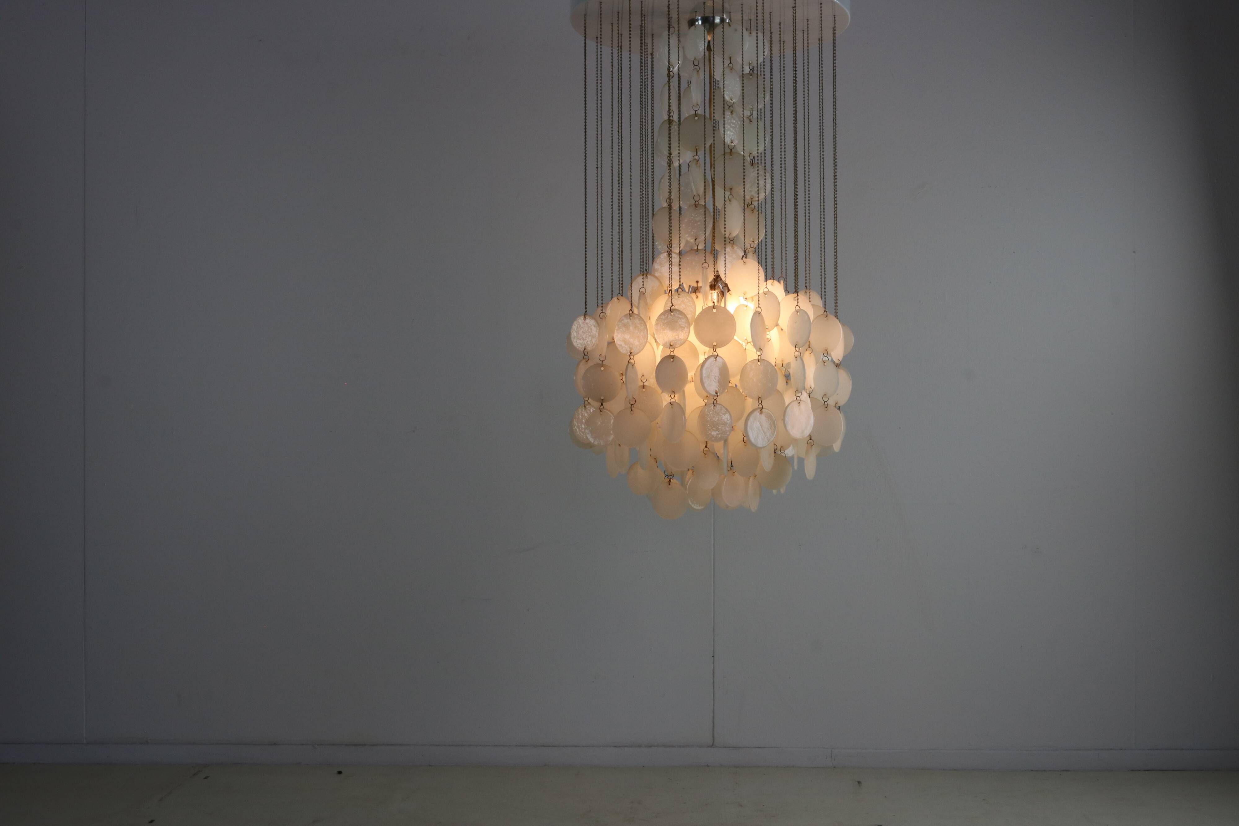 Sixties ceiling lamp with small ceramic shells