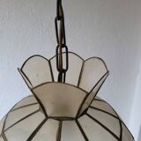 Capiz & Brass Mother-of-Pearl Pendant - Vintage 1970